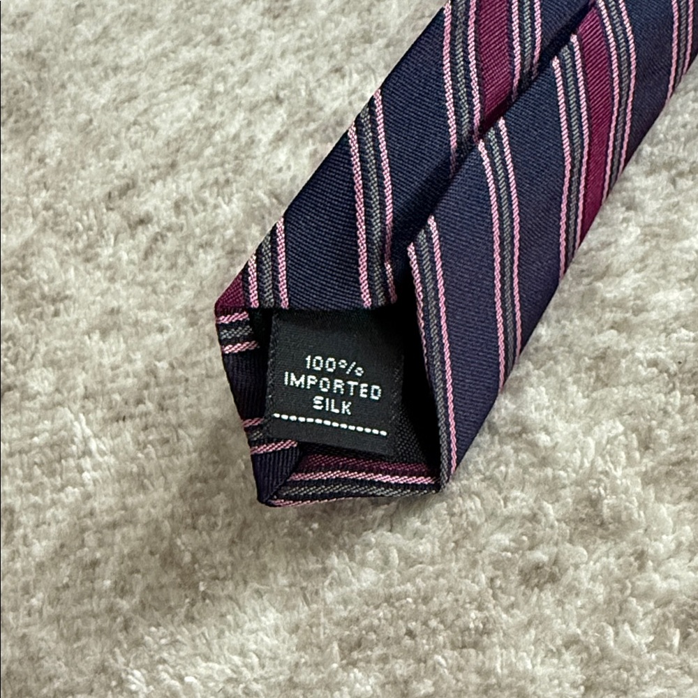 Croft & Barrow Navy and Burgundy Striped Tie - Picture 5 of 6
